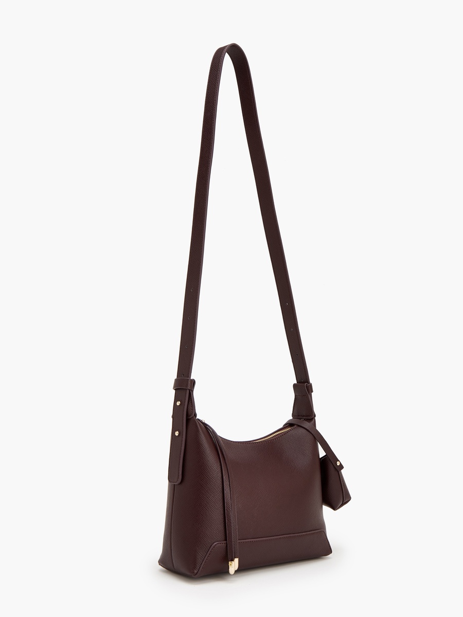 Textured Shoulder Bag With Pouch