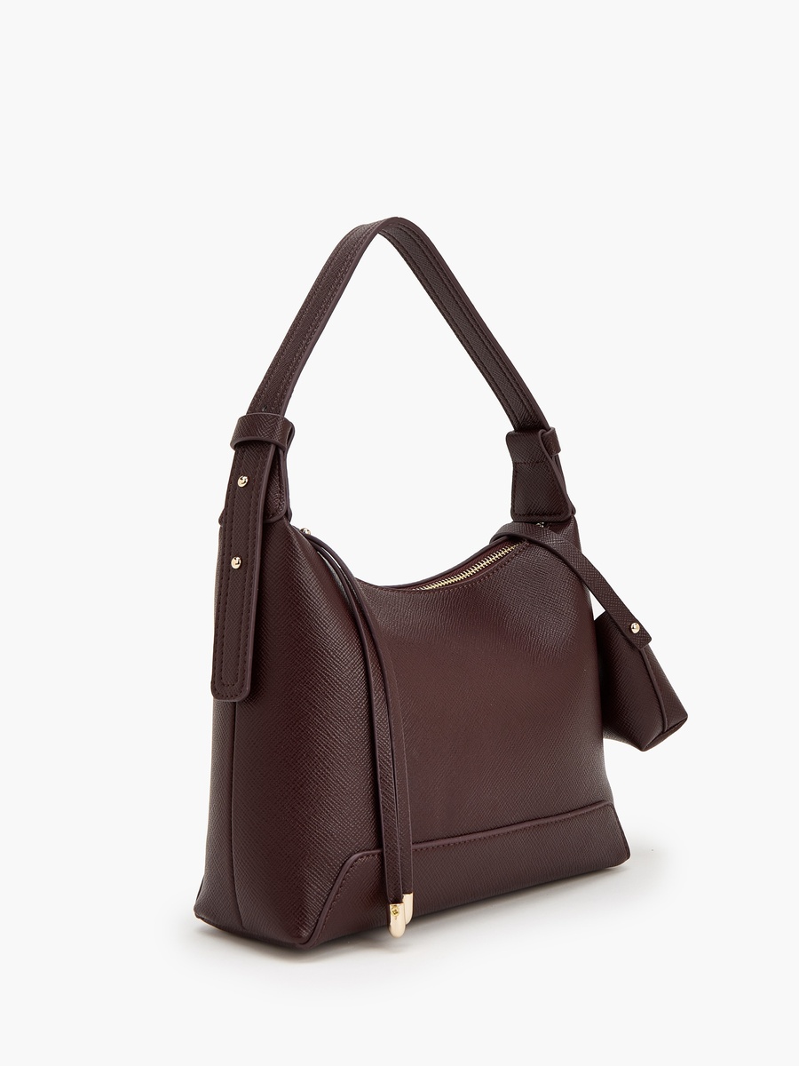 Textured Shoulder Bag With Pouch