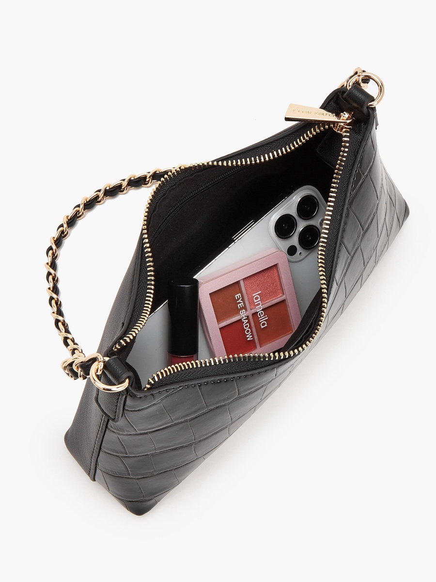 Textured Shoulder Bag With Chain Strap