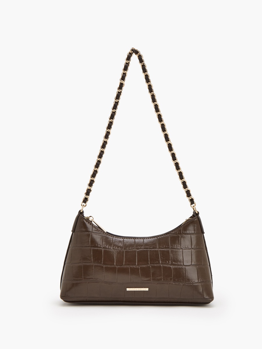 Textured Shoulder Bag With Chain Strap