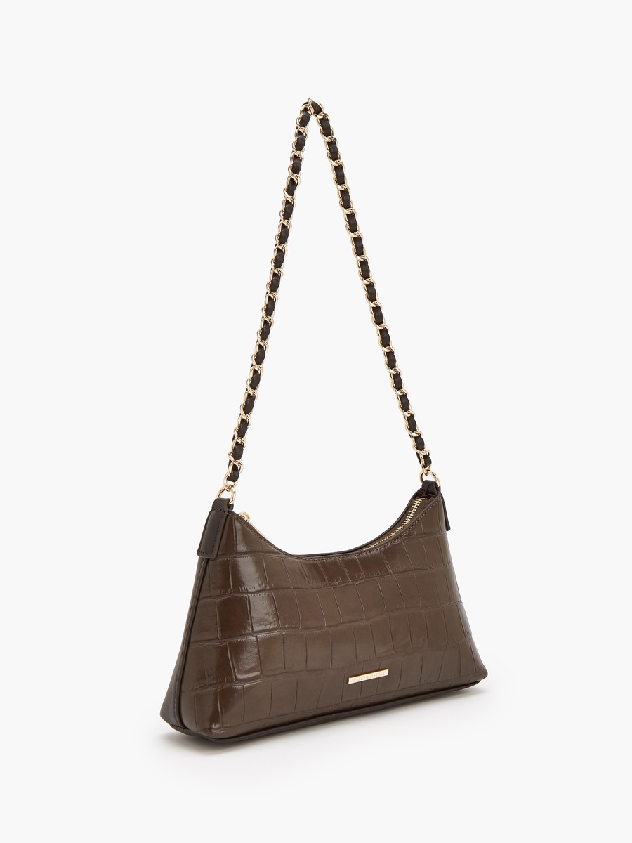 Textured Shoulder Bag With Chain Strap