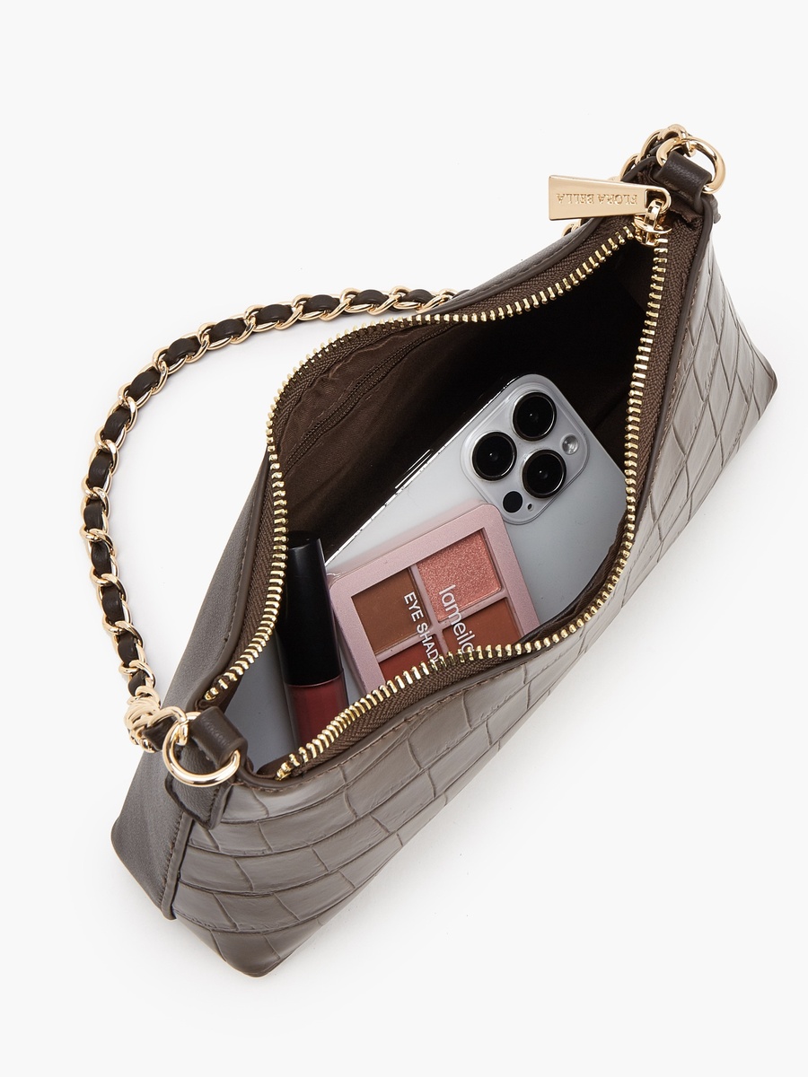 Textured Shoulder Bag With Chain Strap