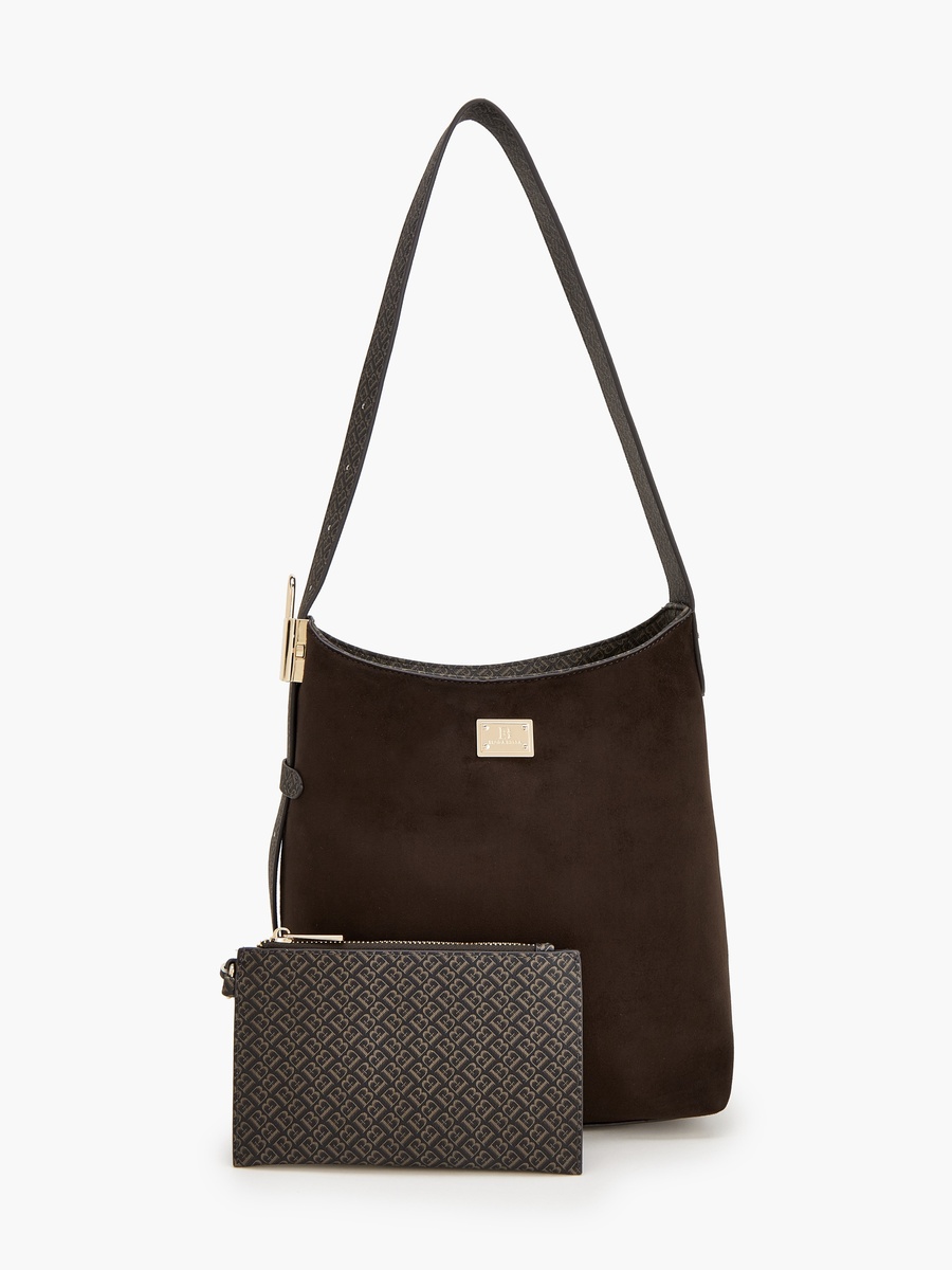 Monogram Print Shoulder Bag With Pouch