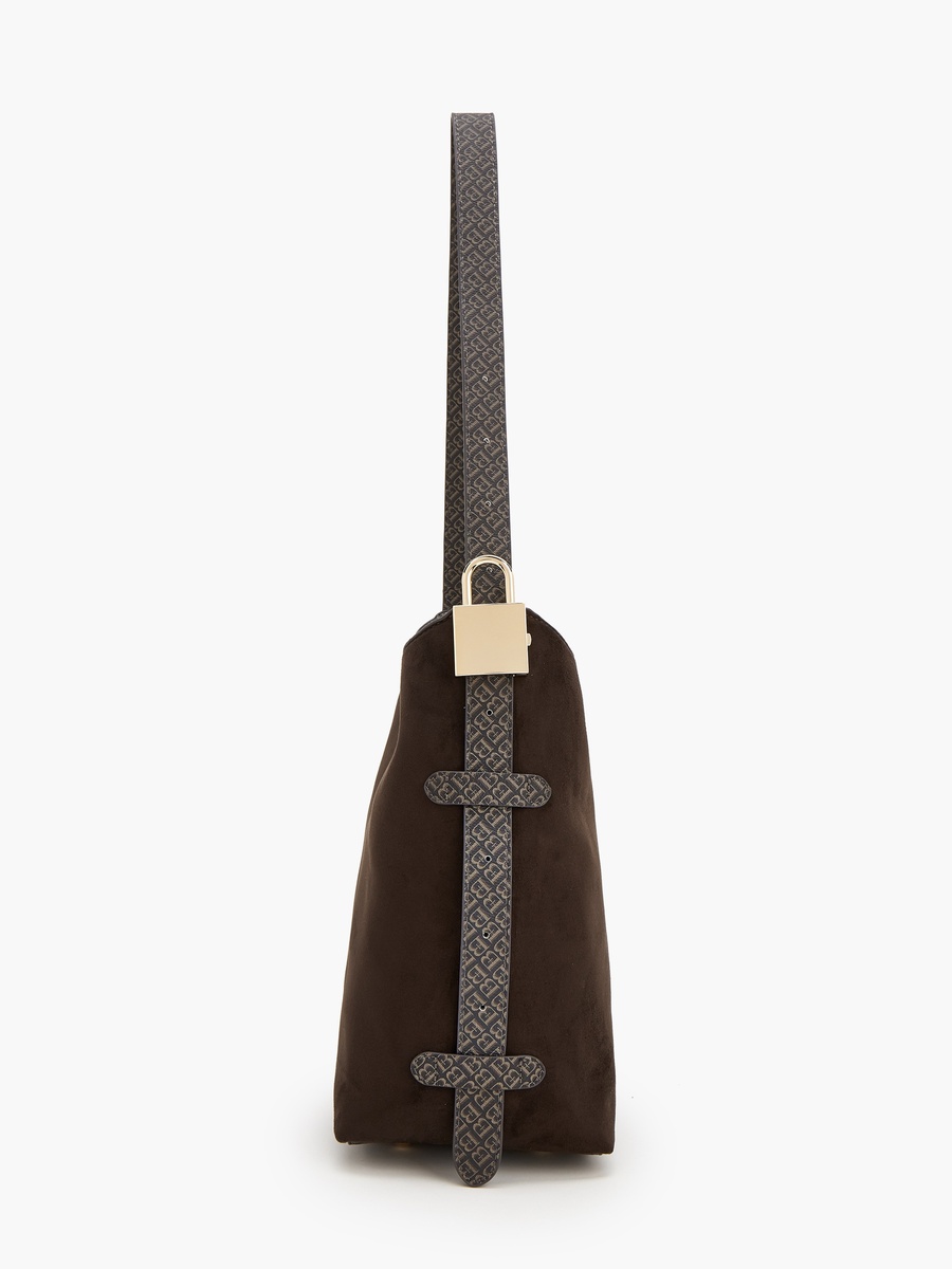 Monogram Print Shoulder Bag With Pouch