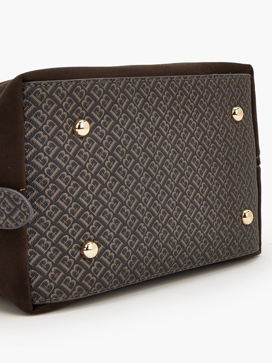 Monogram Print Shoulder Bag With Pouch