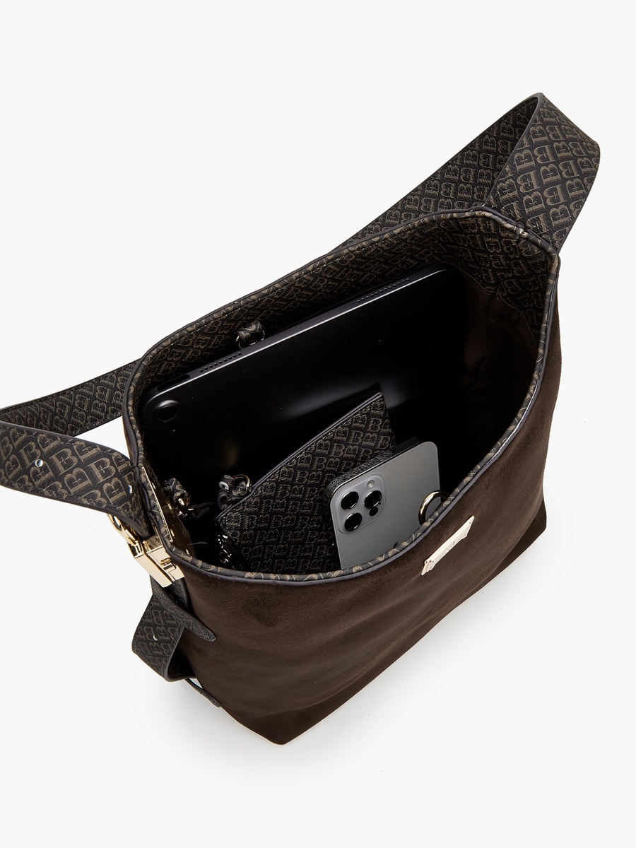 Monogram Print Shoulder Bag With Pouch