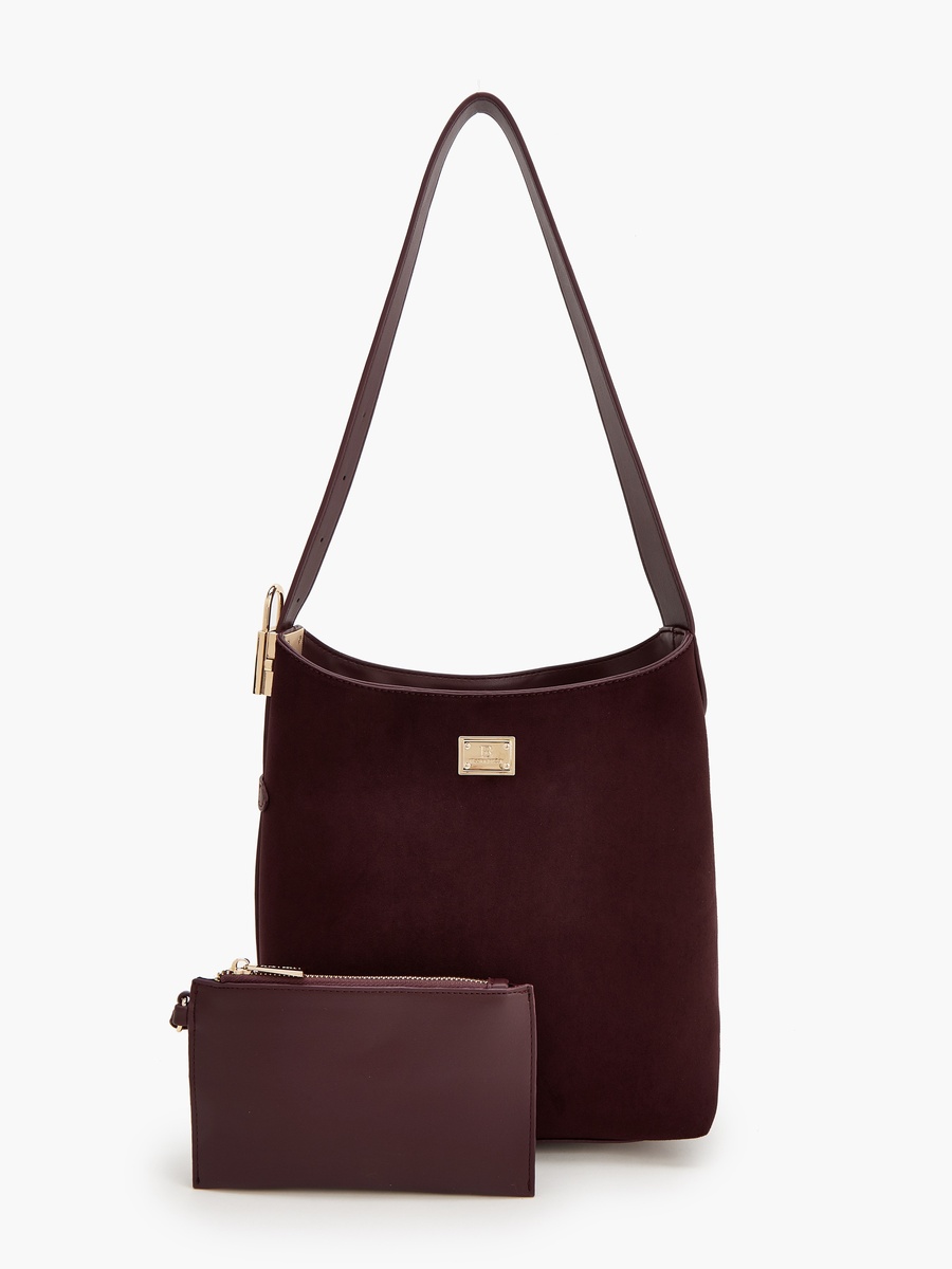 Monogram Print Shoulder Bag With Pouch