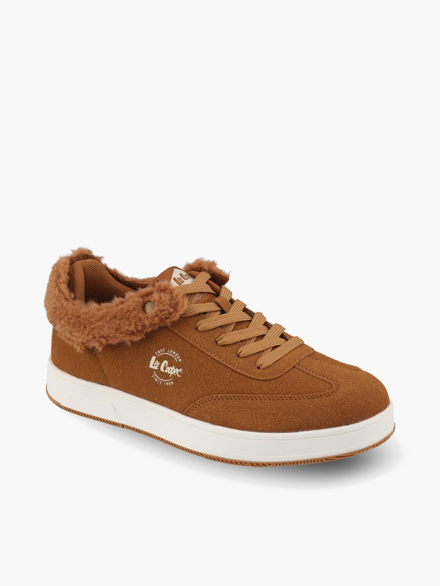 Women Faux Fur Lace-Up Ankle Sneakers
