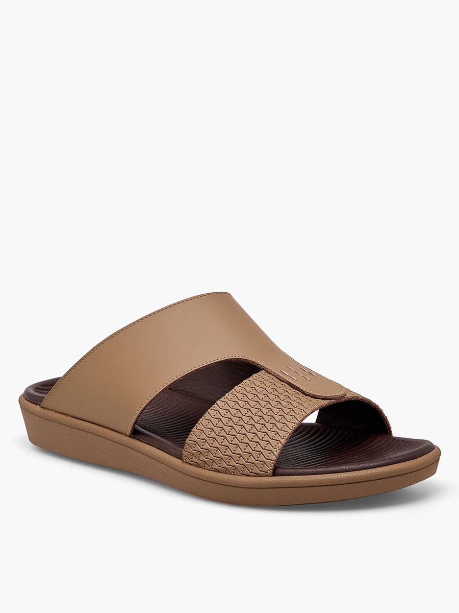 Men Textured Leather Arabic Sandals