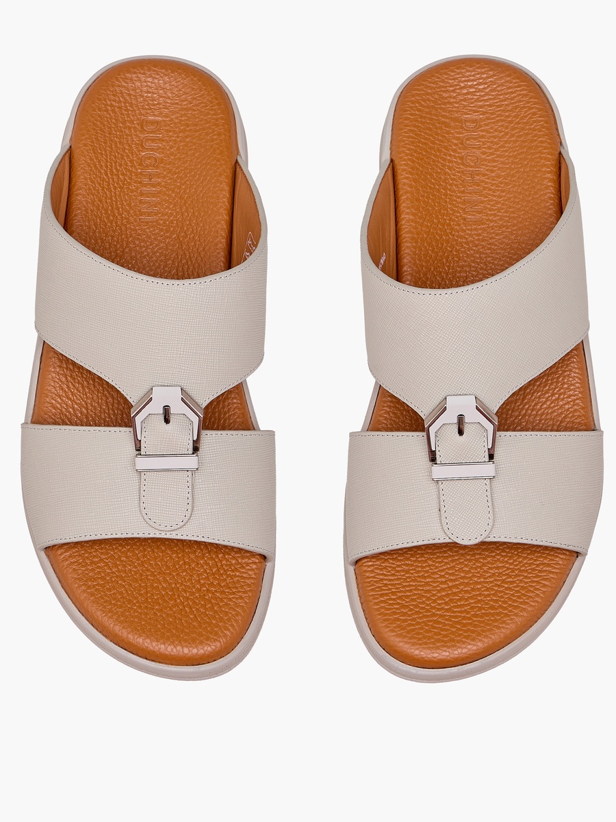 Men Textured Leather Arabic Sandals