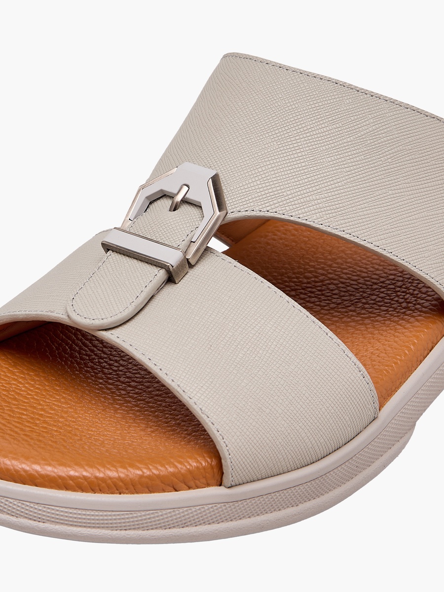Men Textured Leather Arabic Sandals