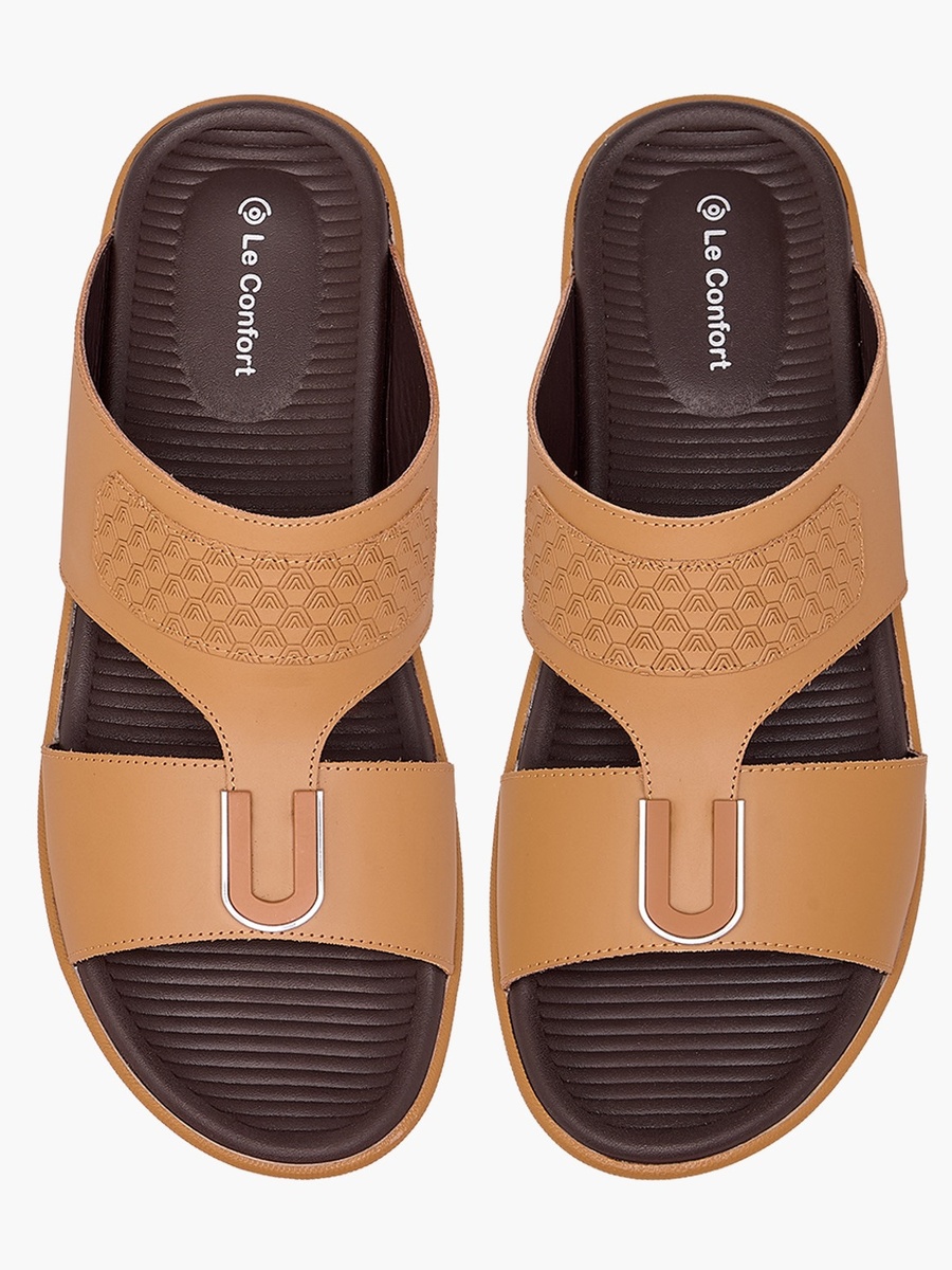 Men Textured Leather Arabic Sandals
