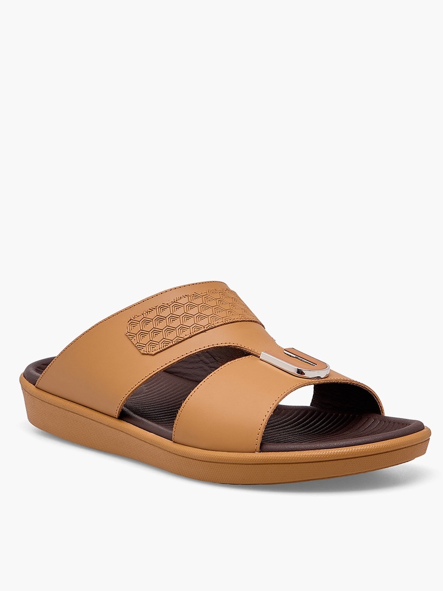 Men Textured Leather Arabic Sandals