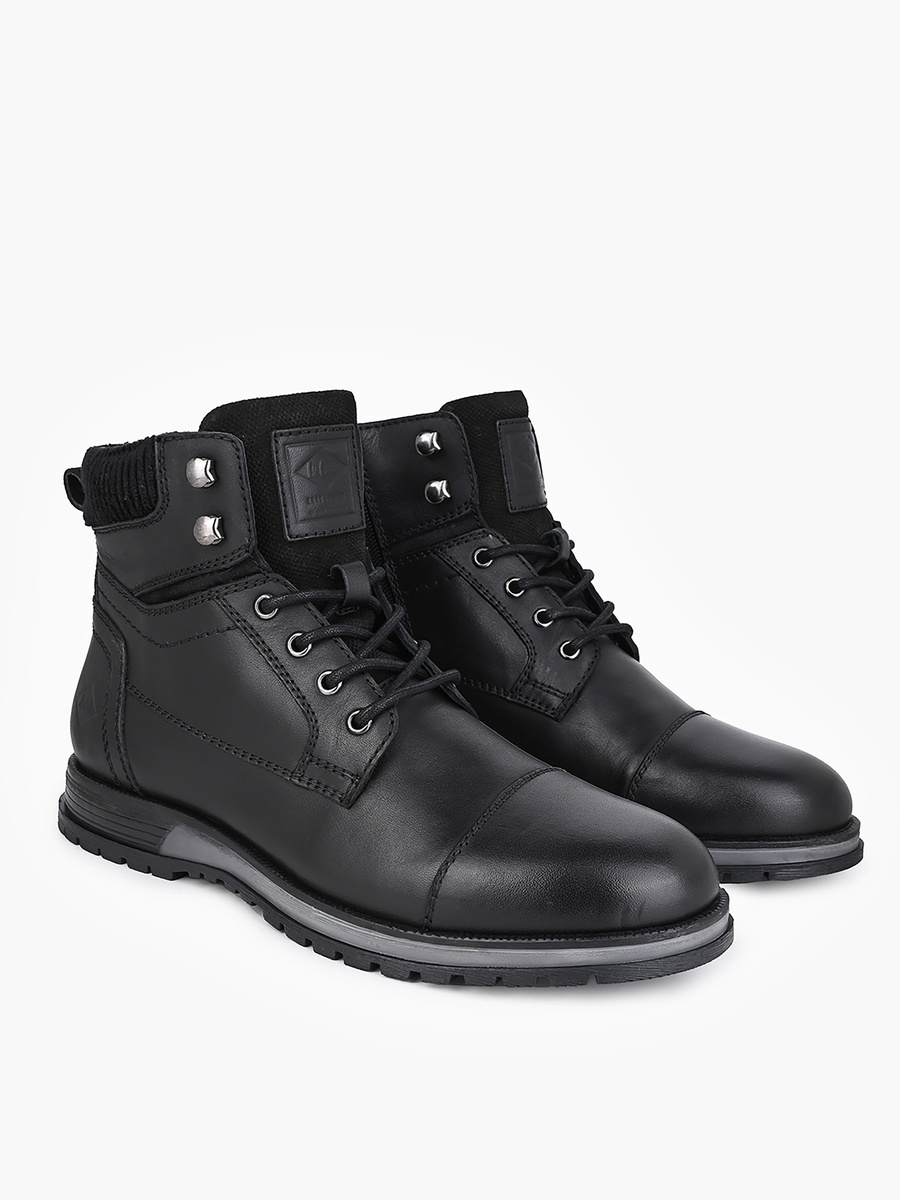 Men Zip Closure Leather Boots