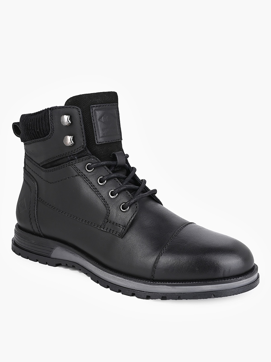 Men Zip Closure Leather Boots
