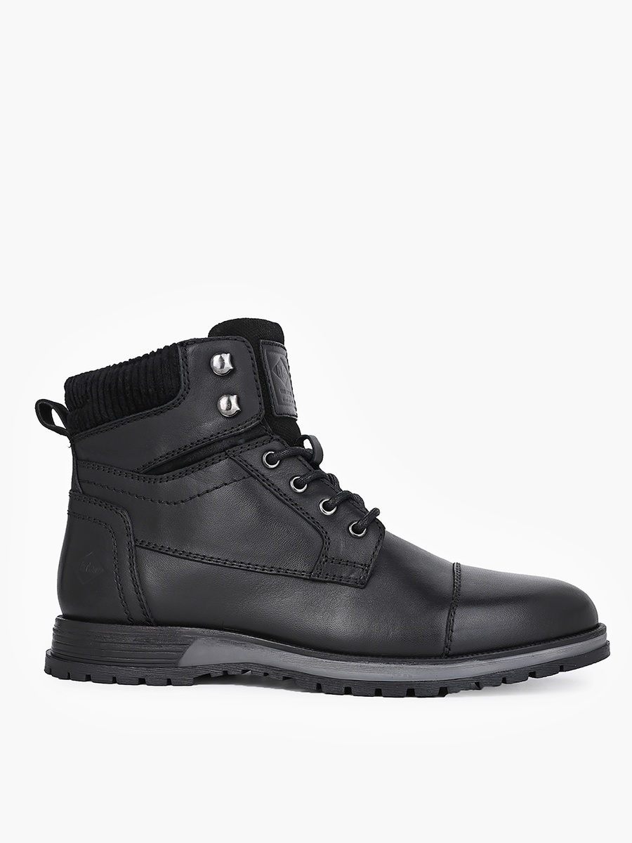 Men Zip Closure Leather Boots