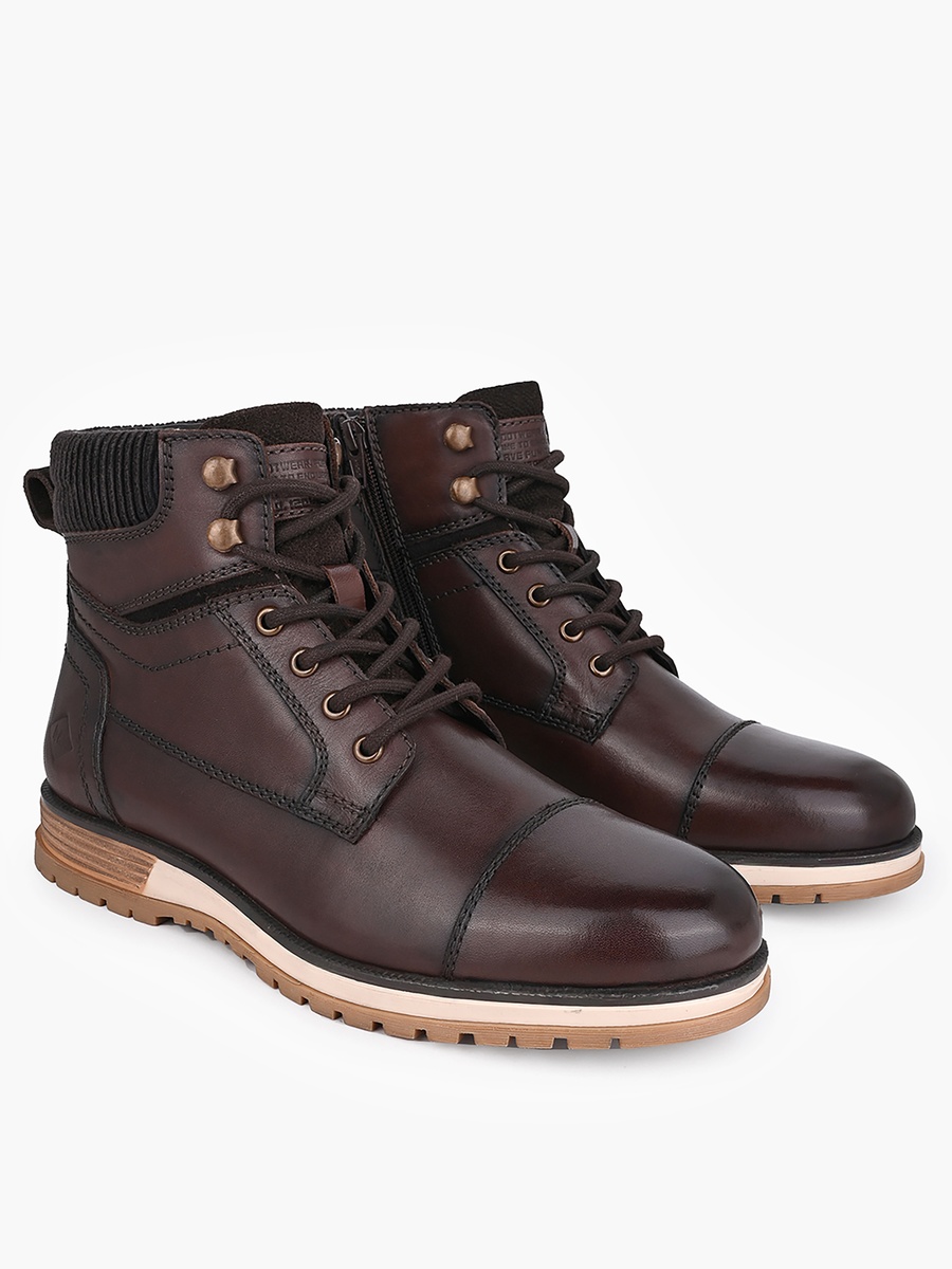 Men Zip Closure Leather Boots