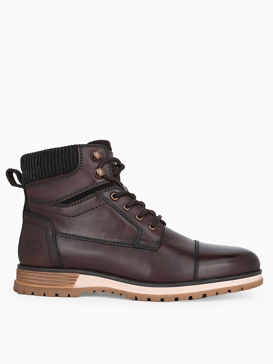 Men Zip Closure Leather Boots