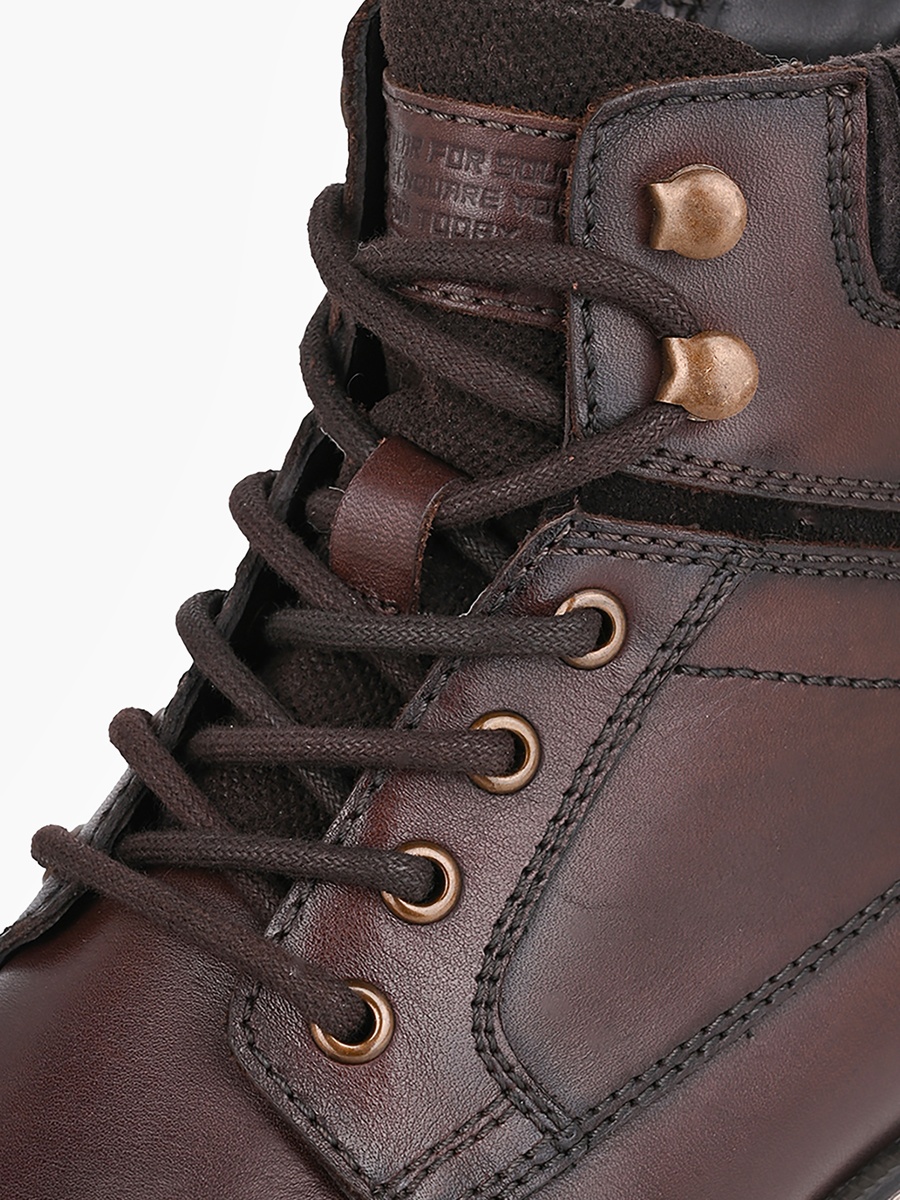 Men Zip Closure Leather Boots