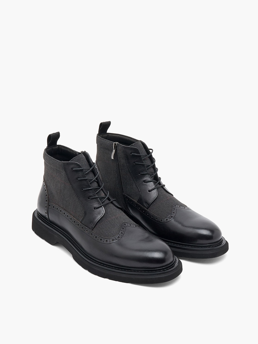 Men Zip Closure Leather Ankle Boots