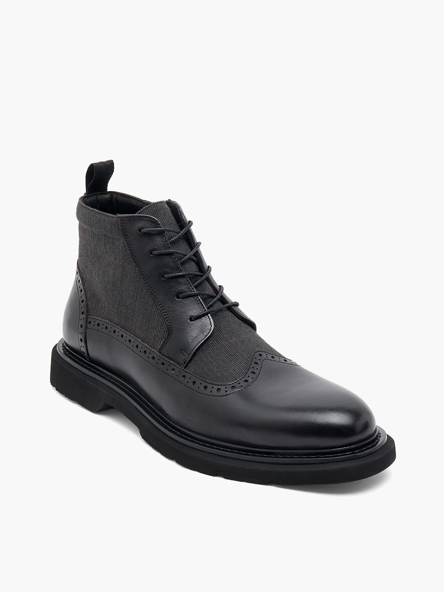Men Zip Closure Leather Ankle Boots