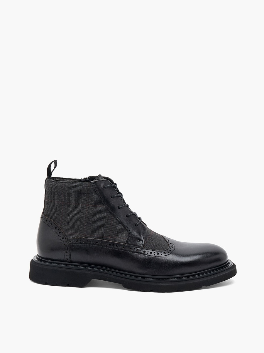 Men Zip Closure Leather Ankle Boots