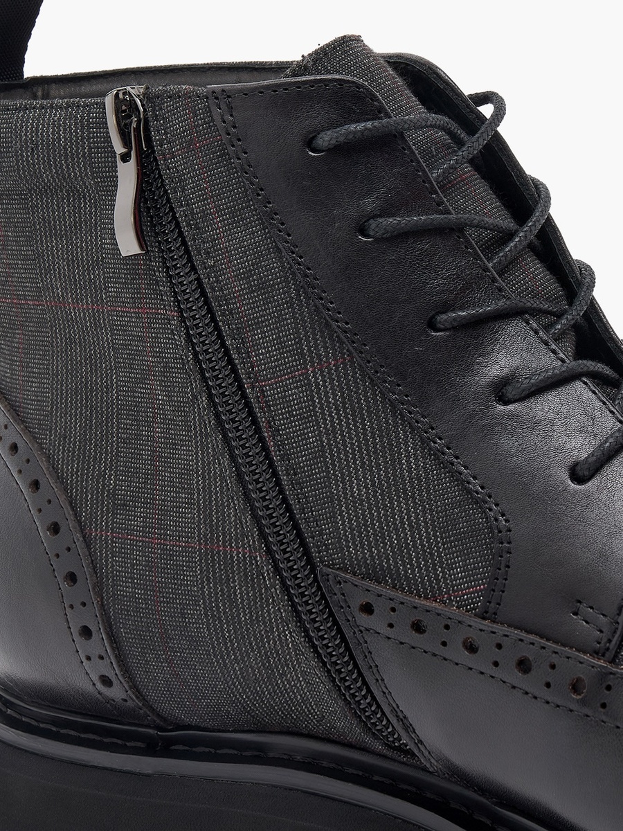 Men Zip Closure Leather Ankle Boots