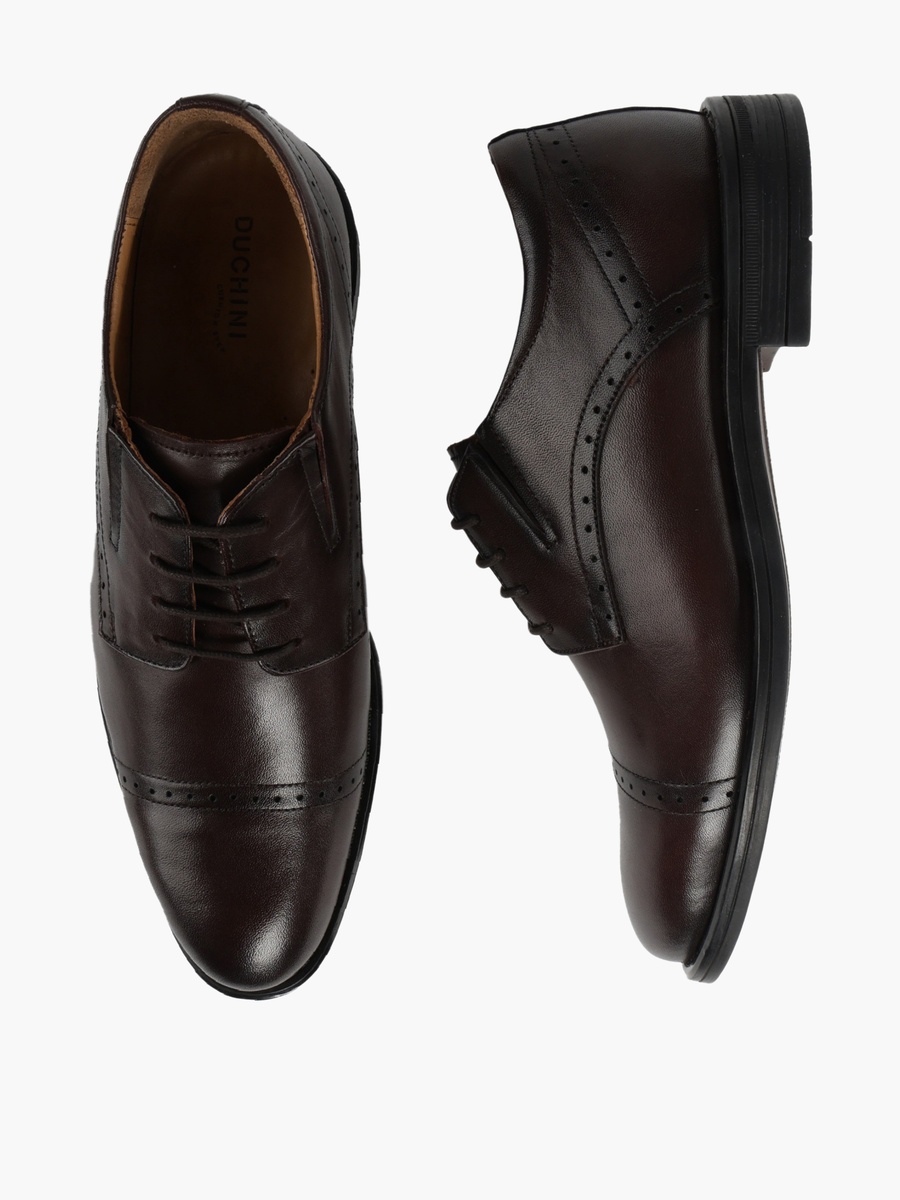 Men Leather Lace-Up Derby Shoes