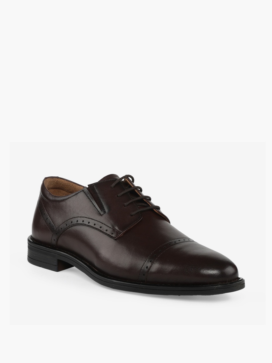 Men Leather Lace-Up Derby Shoes