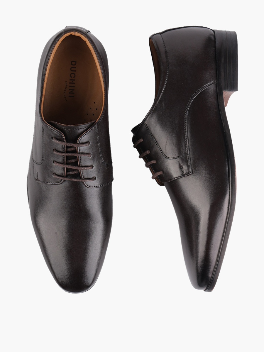 Men Leather Lace-Up Derby Shoes