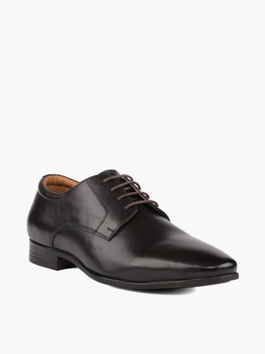 Men Leather Lace-Up Derby Shoes