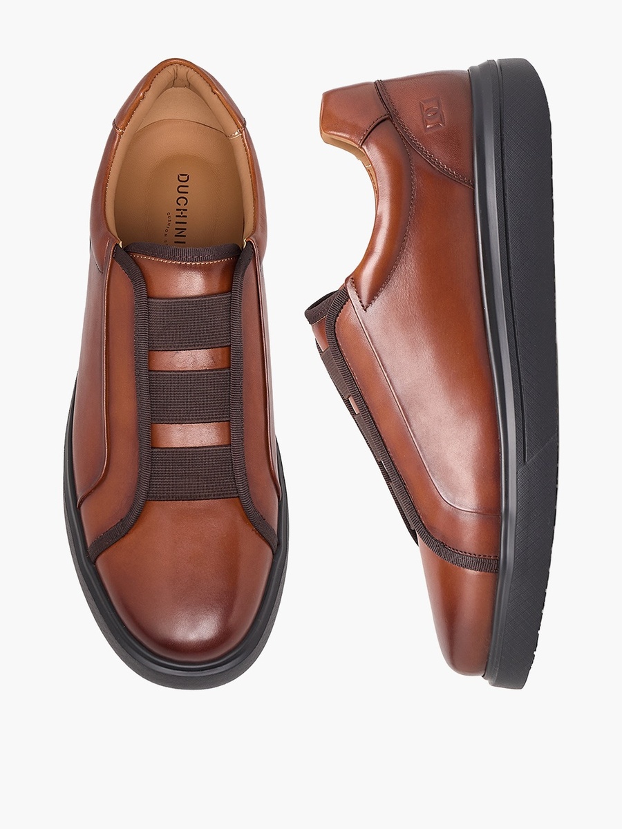 Men Leather Slip-On Ankle Sneakers