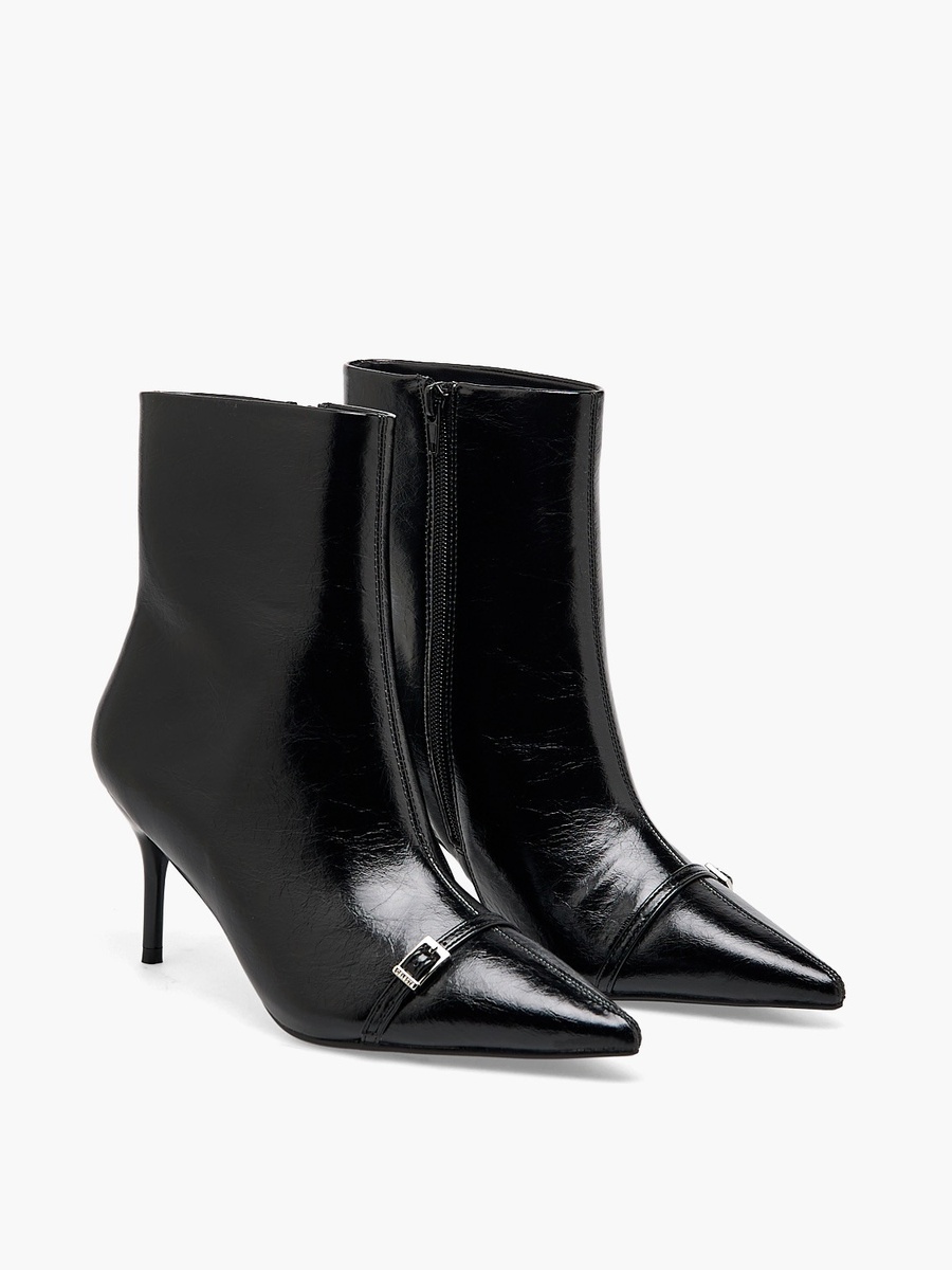 Women Buckle Accent Stiletto Heel Ankle Boots