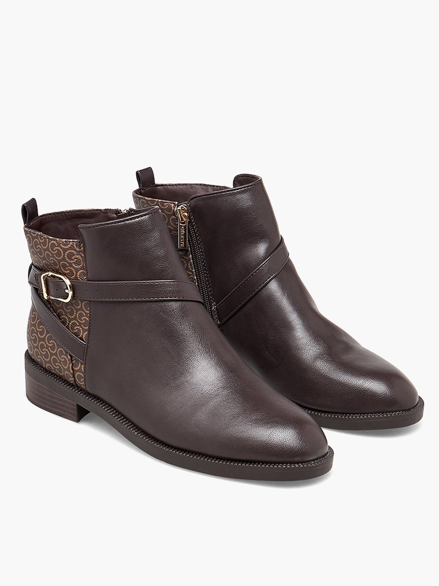 Women Monogram Print Ankle Boots