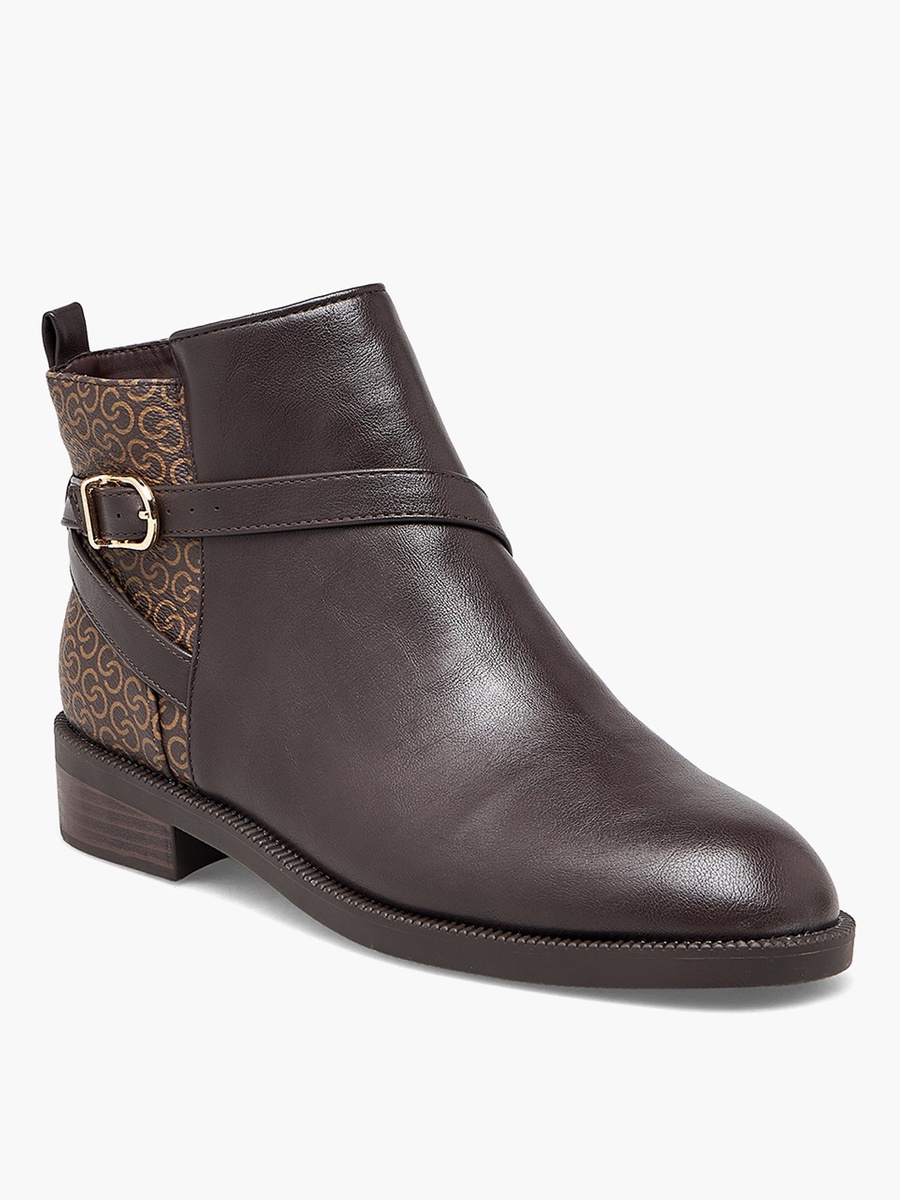 Women Monogram Print Ankle Boots