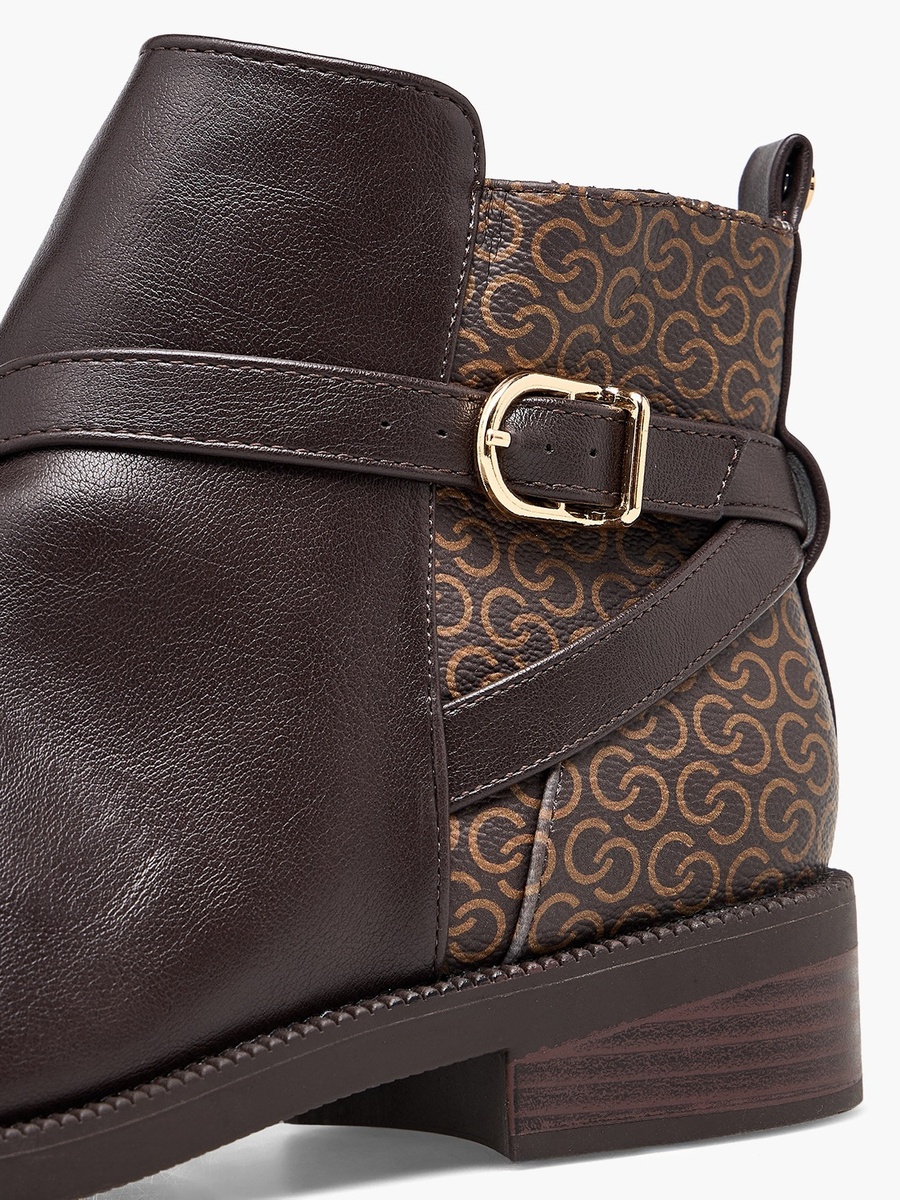 Women Monogram Print Ankle Boots