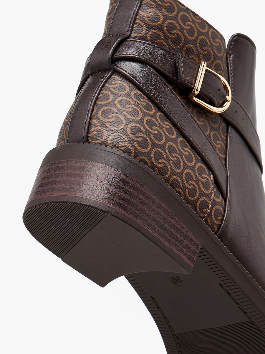Women Monogram Print Ankle Boots