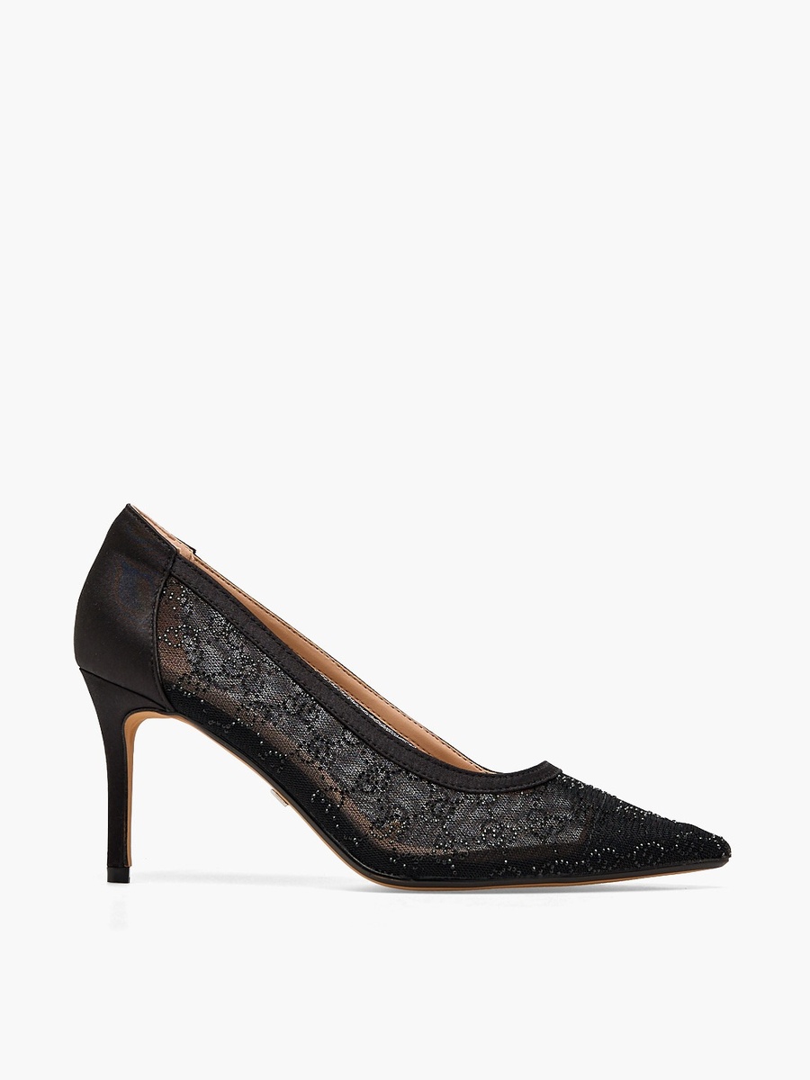 Women Diamante Mesh Stiletto Heel Pumps