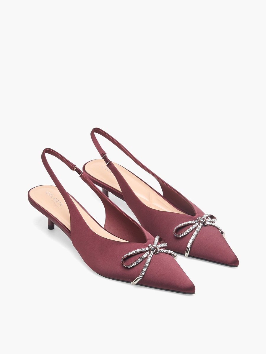 Women Embellished Slingback Kitten Heel Shoes