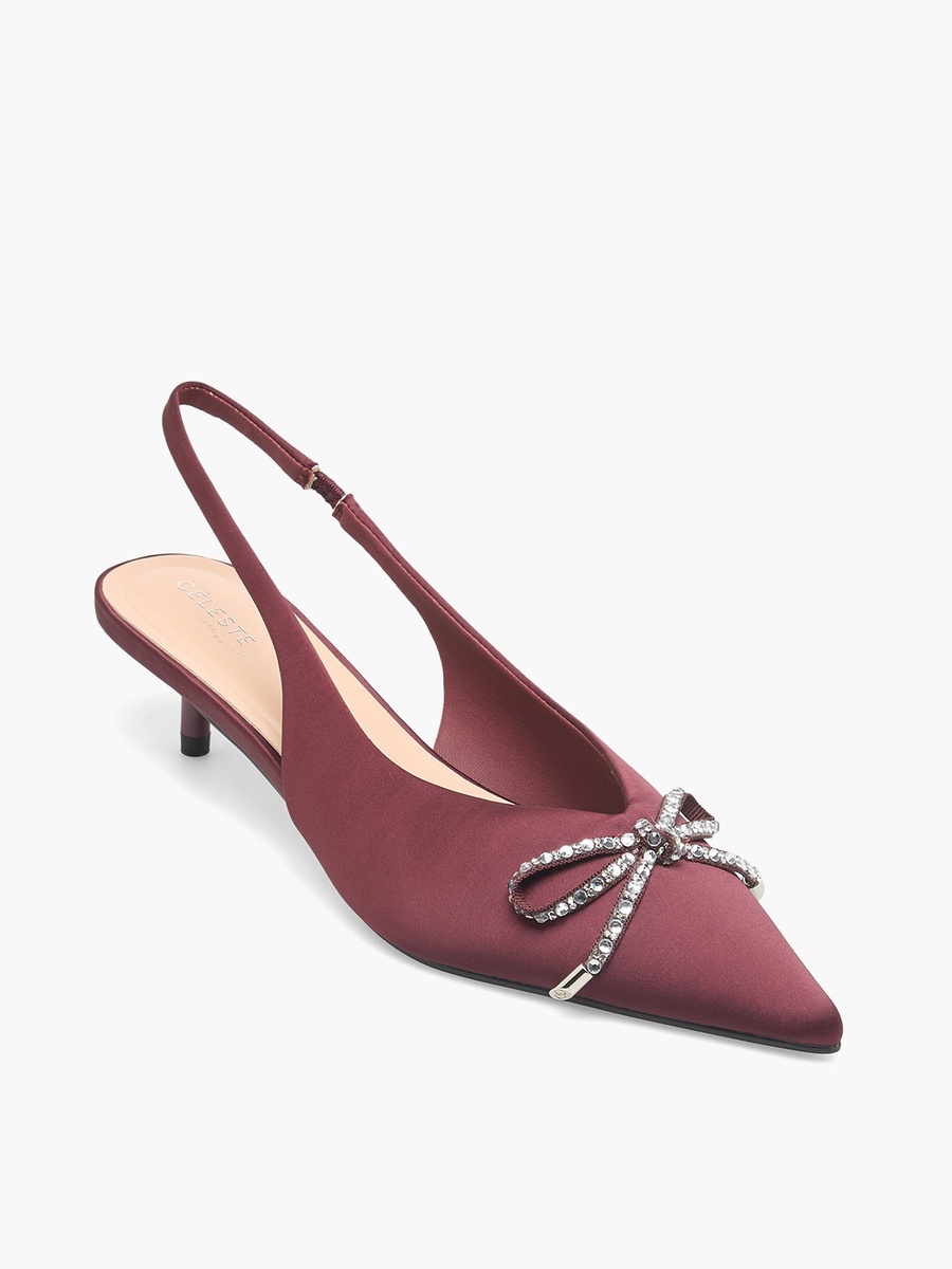 Women Embellished Slingback Kitten Heel Shoes
