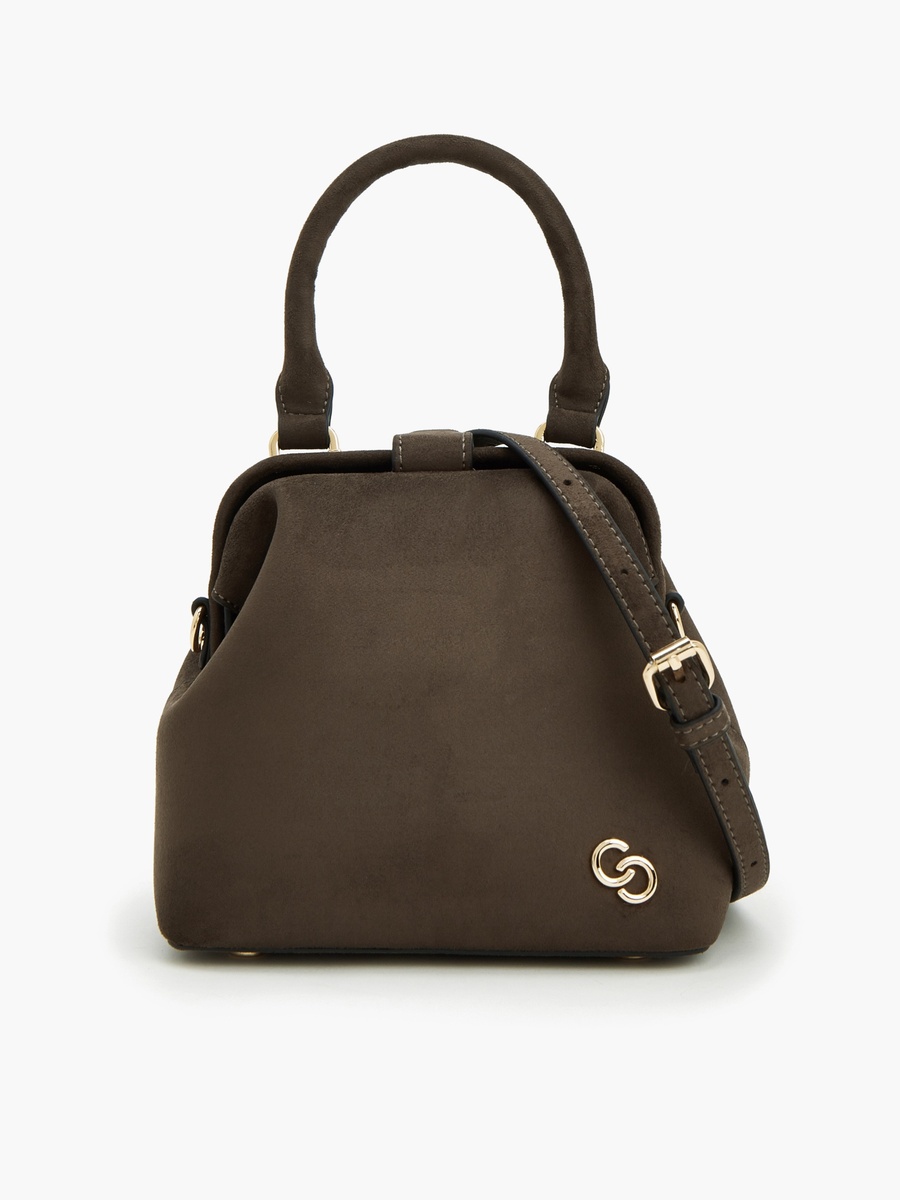 Suede Crossbody Bag With Top Handle