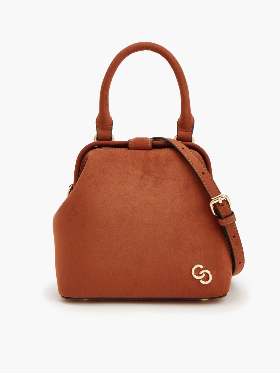 Suede Crossbody Bag With Top Handle