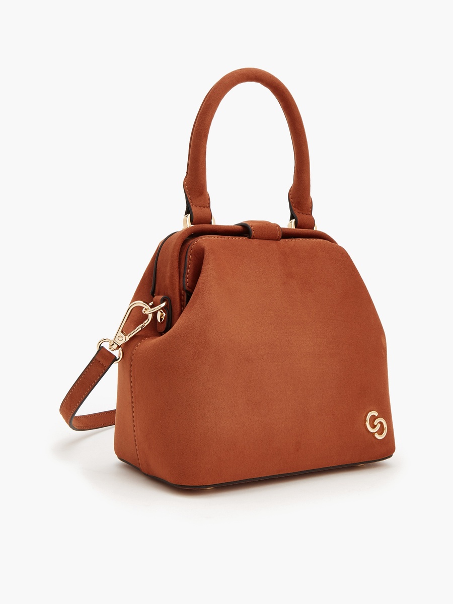 Suede Crossbody Bag With Top Handle
