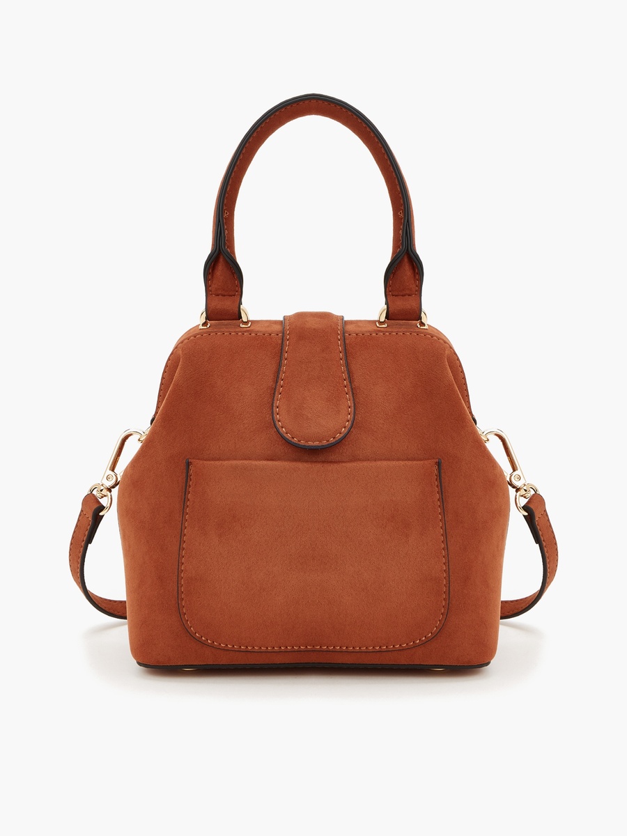 Suede Crossbody Bag With Top Handle