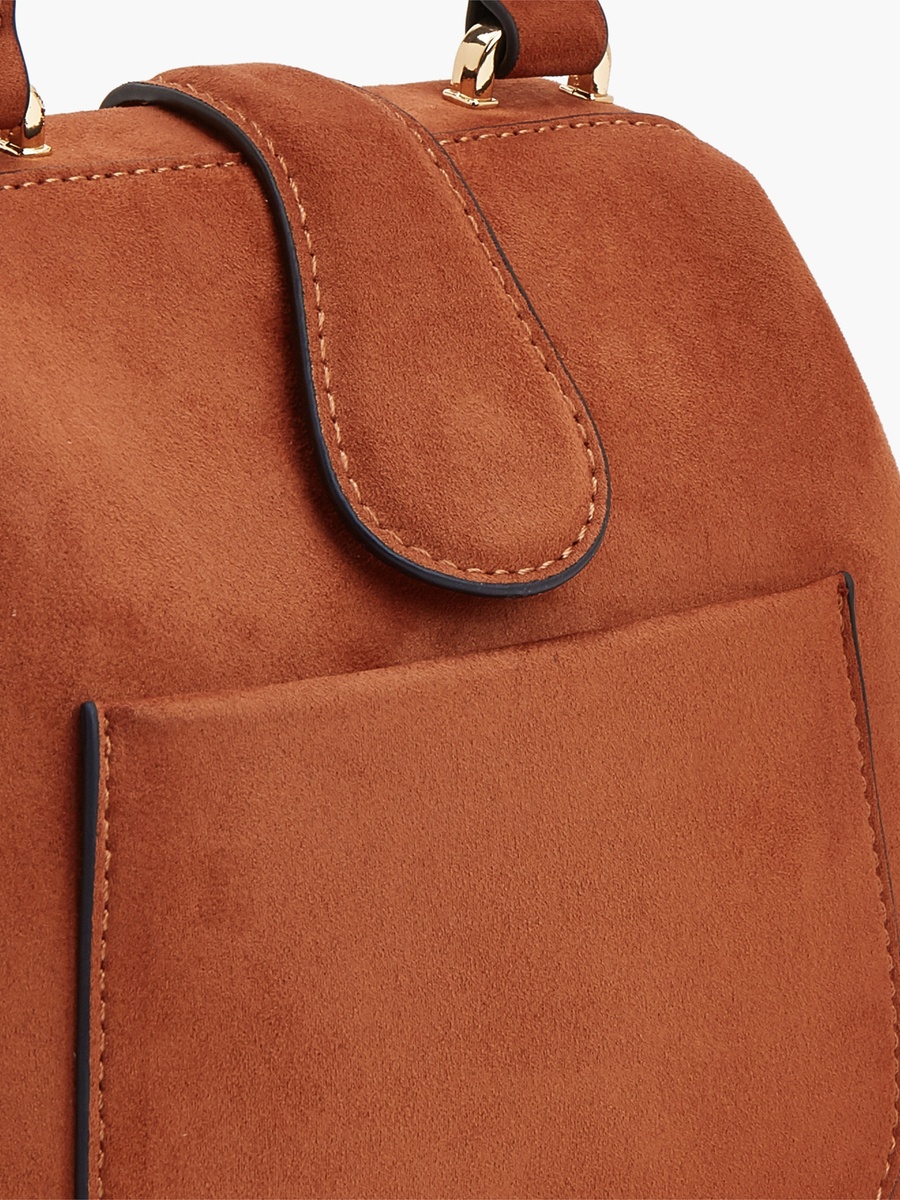 Suede Crossbody Bag With Top Handle