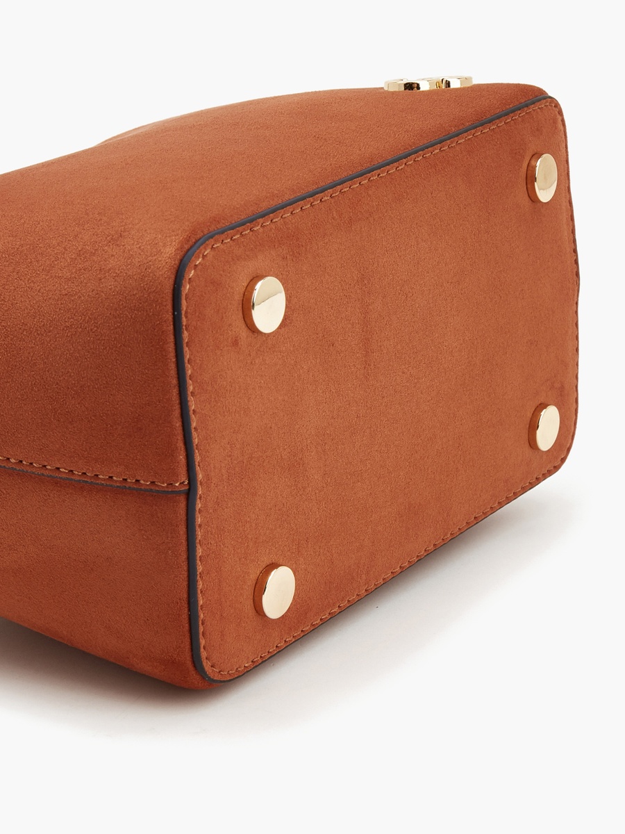 Suede Crossbody Bag With Top Handle
