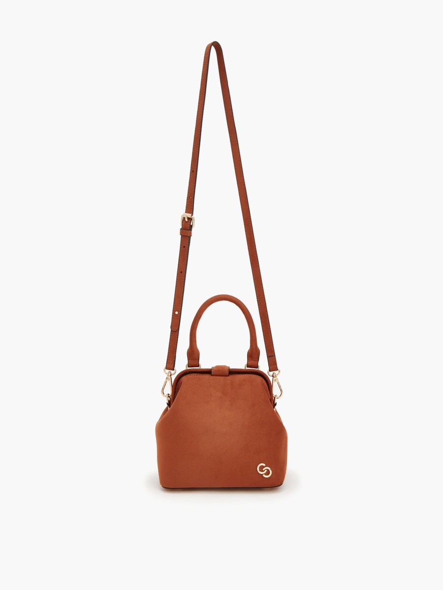 Suede Crossbody Bag With Top Handle