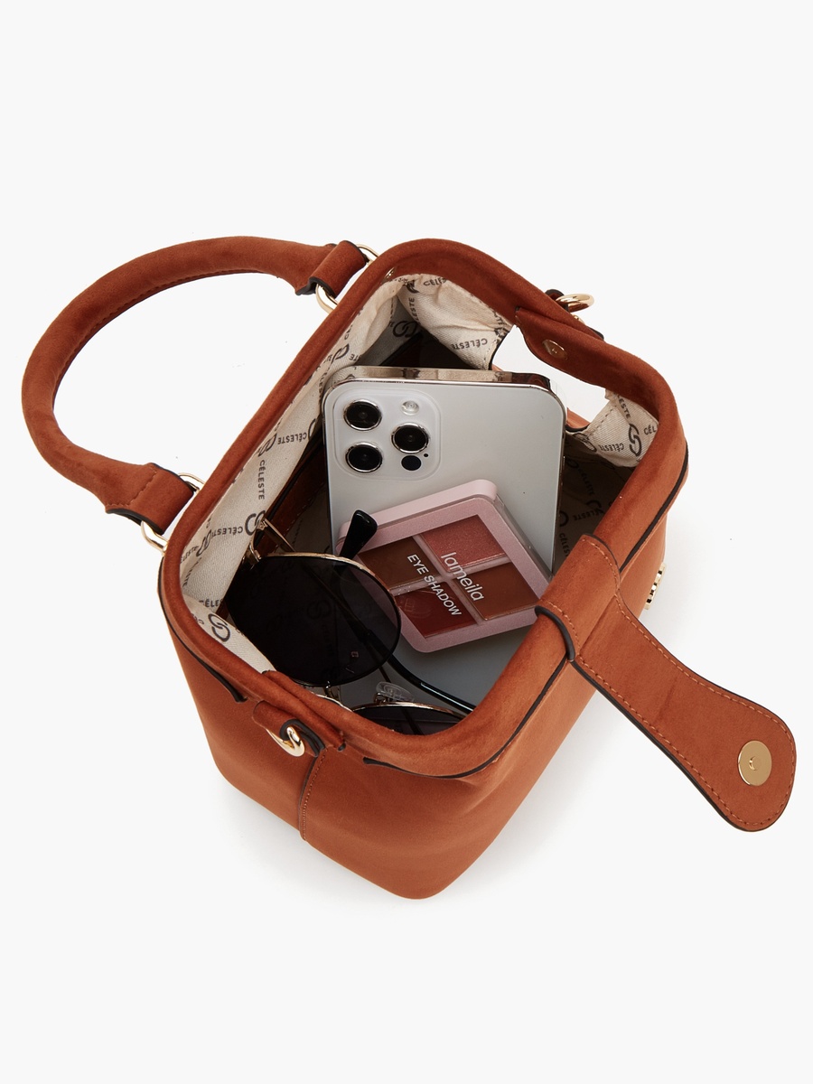 Suede Crossbody Bag With Top Handle