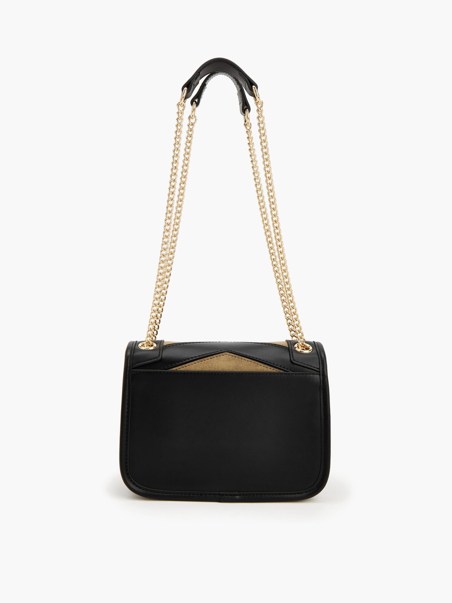Chevron Suede Crossbody Bag With Chain Strap
