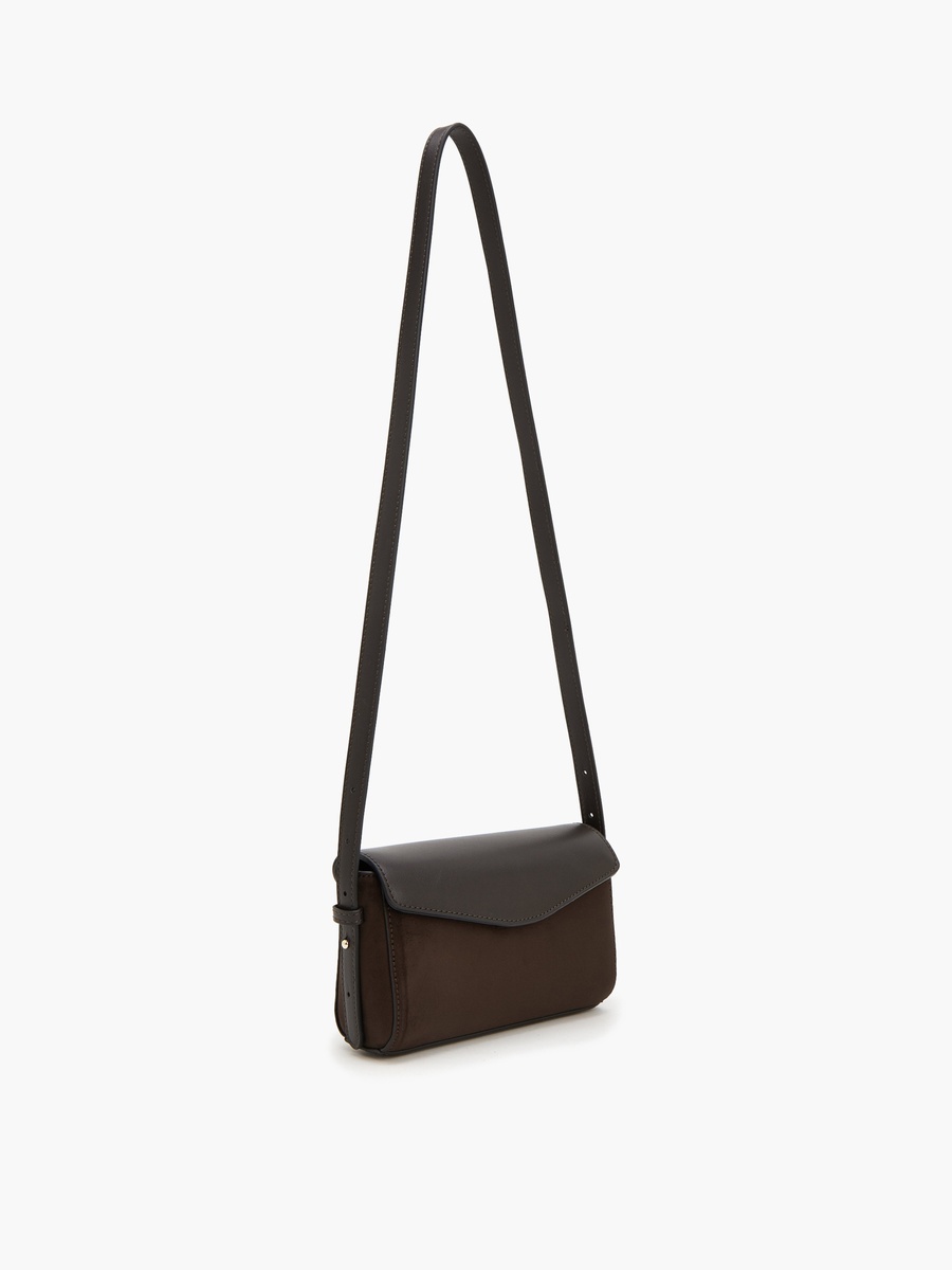 Suede Crossbody Bag With Zip Closure